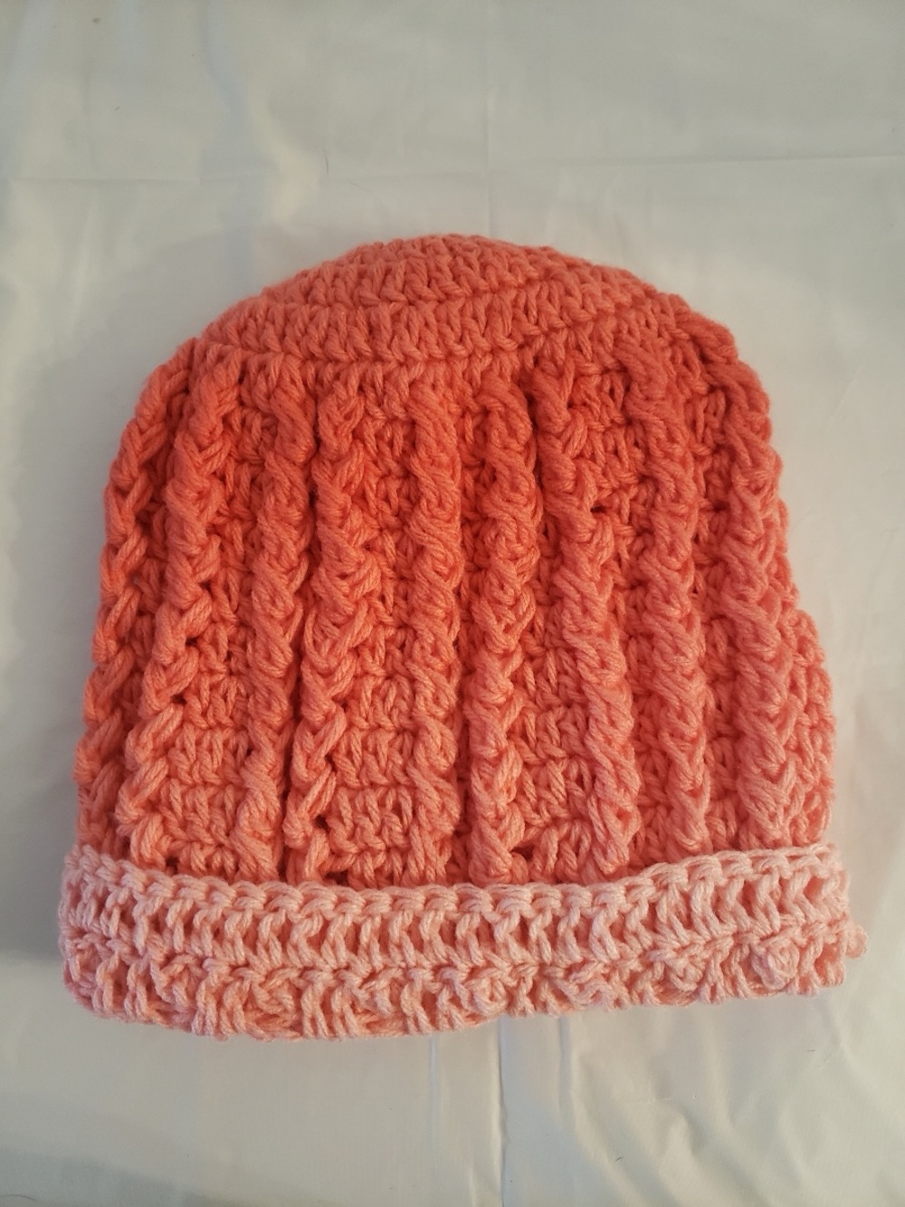 Soft Coral Gradient Crochet Beanie - Women's Hat